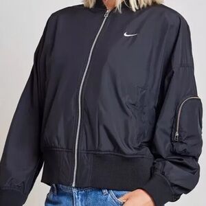 NIKE WOMENS SPORTSWEAR ESSENTIAL BOMBER ZIP UP JACKET BLACK SMALL